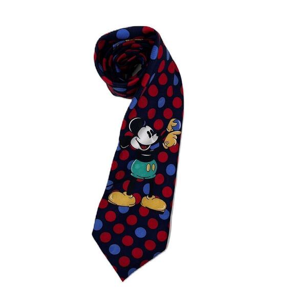 Atlas Designs Mickey & Co Tie Navy Red Light Blue - Picture 1 of 3